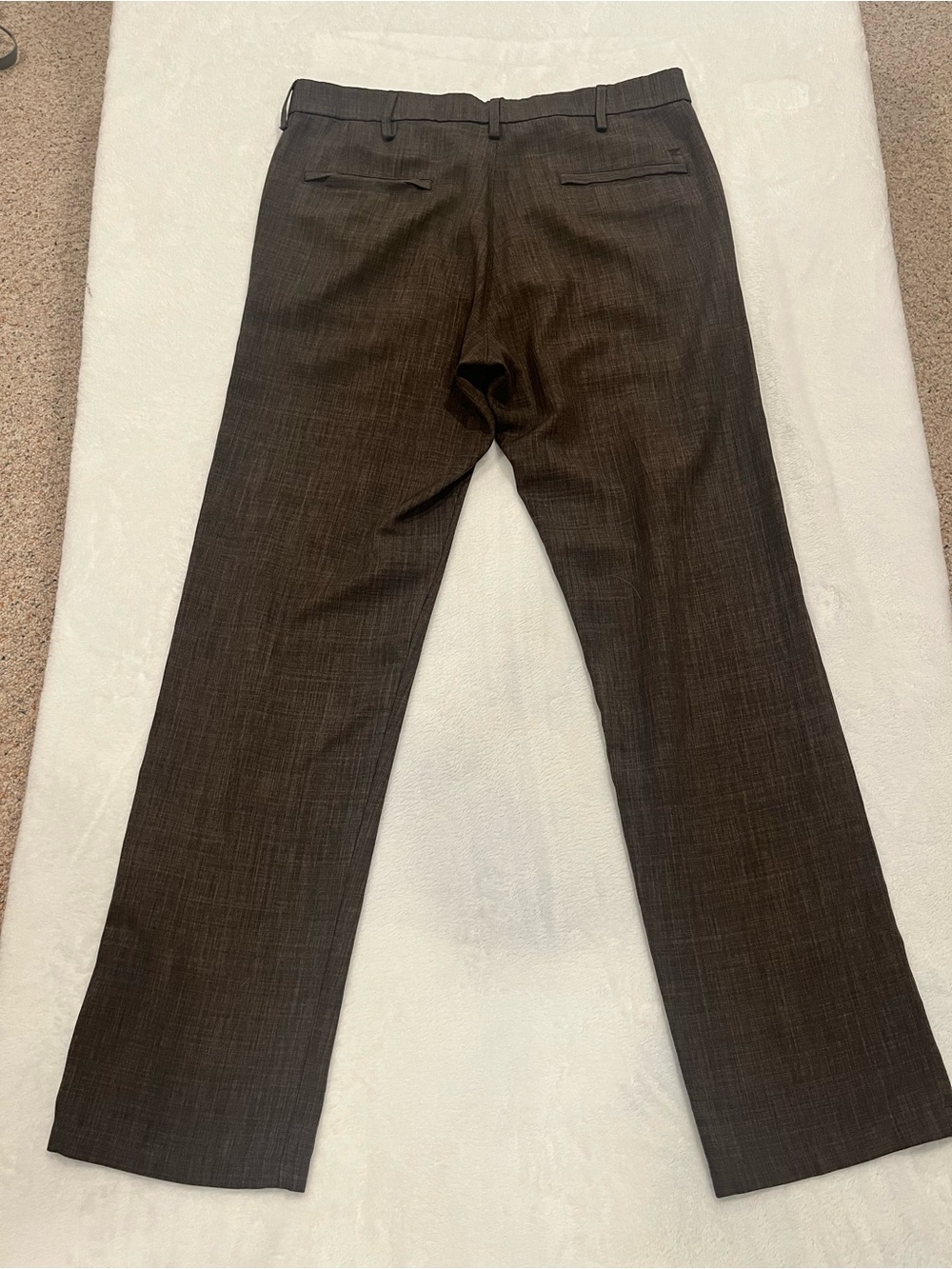 Haggar H26 Men's Straight Fit Brown Dress Pants - Picture 2 of 7